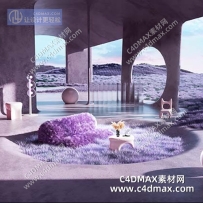 C4Doc工程-紫色概念建筑室内建筑工程紫色场景模型室内场景概念场景科幻