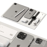 现代 电子产品 苹果设备 苹果手机 平板电脑 手表 耳机 电子设备3D模型