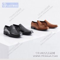 C4D模型-四边面鞋子模型男士鞋子模型男士皮鞋模型oc材质oc工程