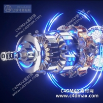 C4DOC工程-电机马达 电轴电机模型 发动机轴
