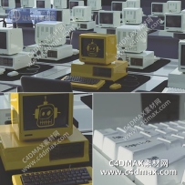 C4DOC工程-电脑人工程老式电脑模型台式电脑模型古典电脑模型